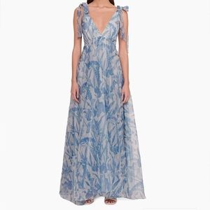 Staud Dandelion Tie Strap Floral Tulle Gown - 0